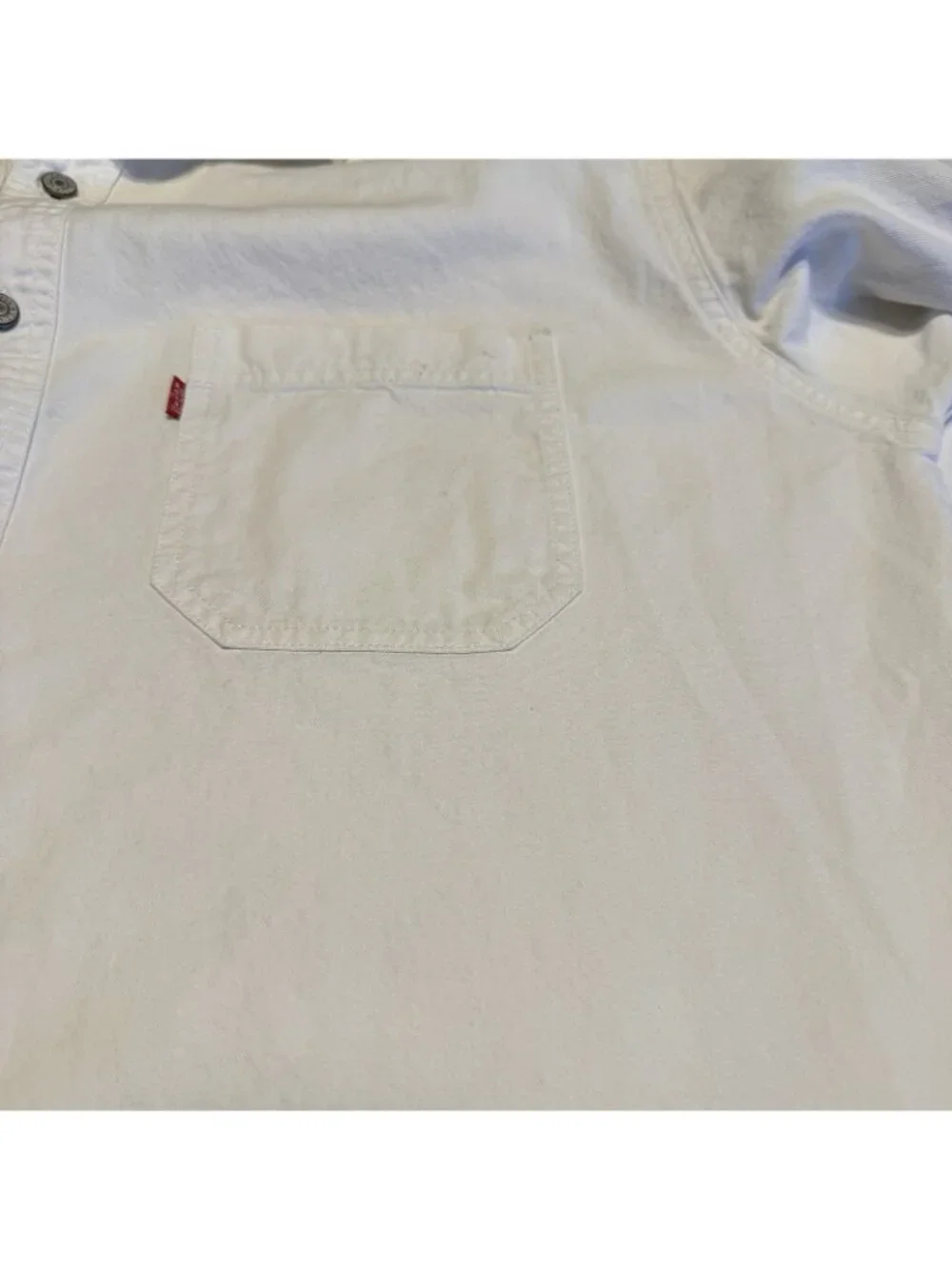 VTG 1990s Levis Red Tab Jeans Denim Button Down Shirt Mens L White Heavyweight